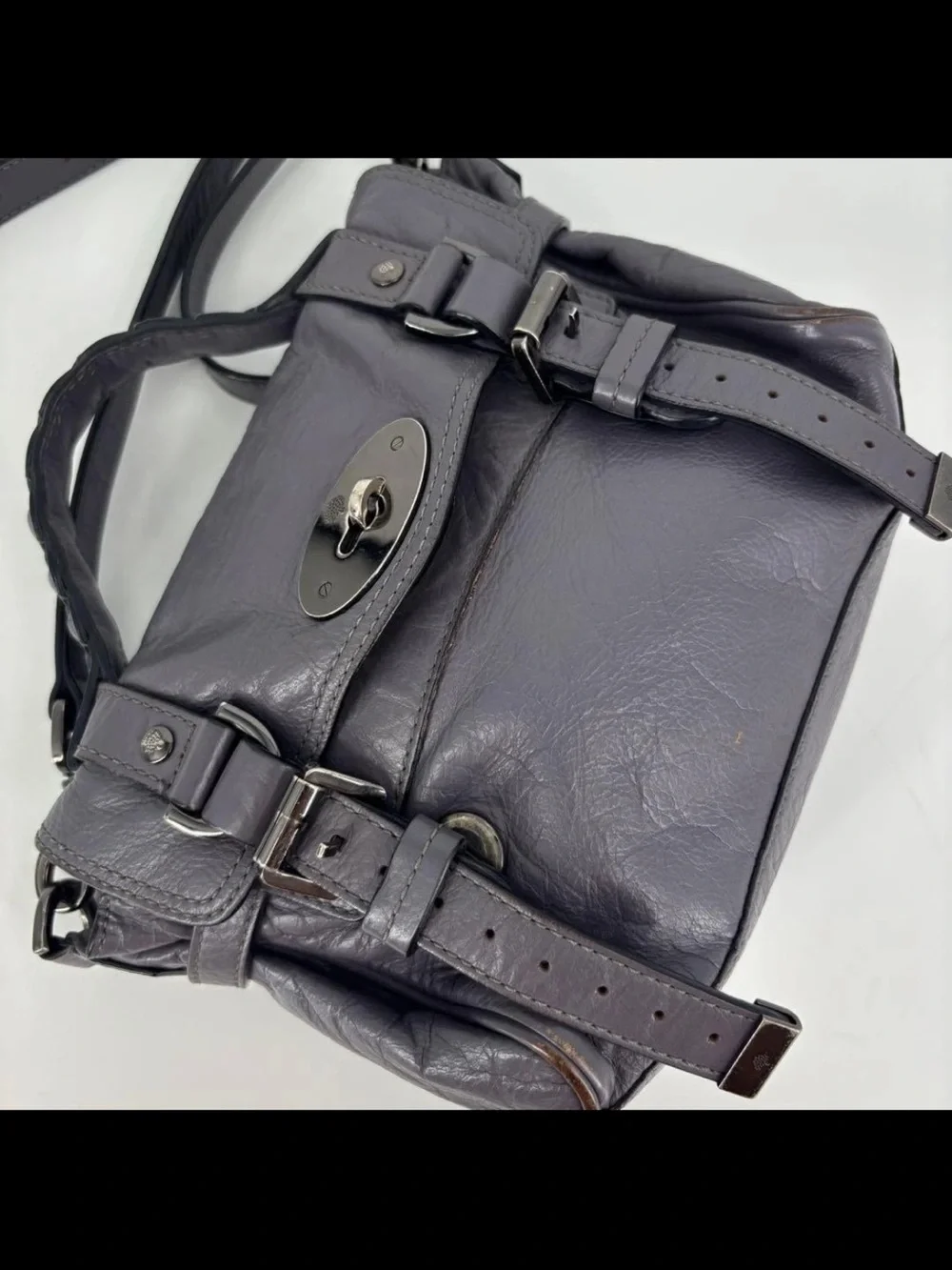 Mulberry Dark Gray Leather Shoulder Satchel